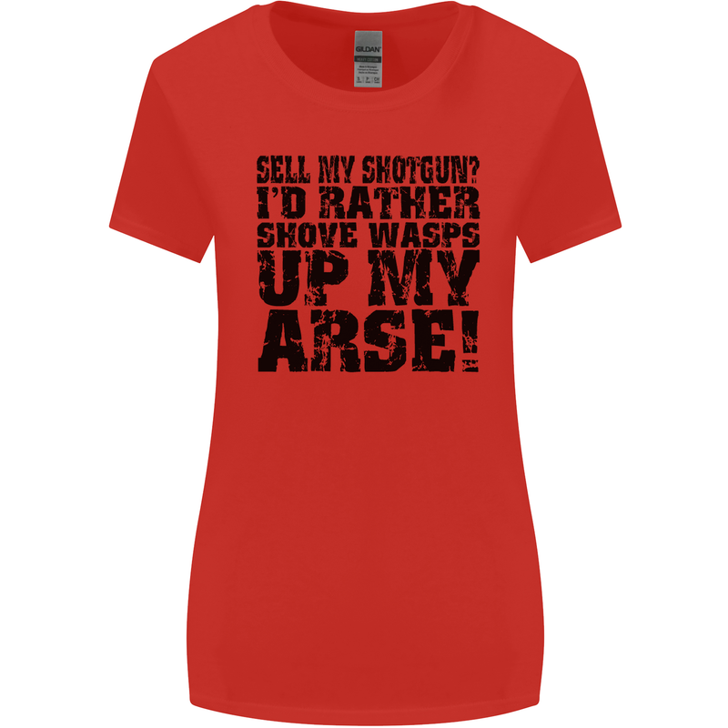 Sell My Shotgun? Farmer Farming Tractor Womens Wider Cut T-Shirt Red