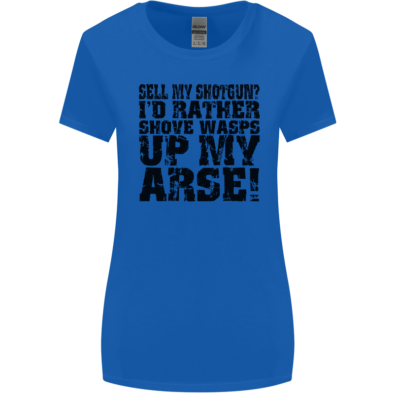 Sell My Shotgun? Farmer Farming Tractor Womens Wider Cut T-Shirt Royal Blue