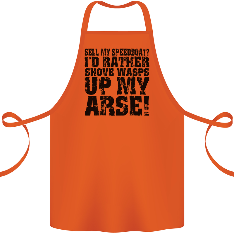 Sell My Speedboat? Boat Sailor Funny Cotton Apron 100% Organic Orange