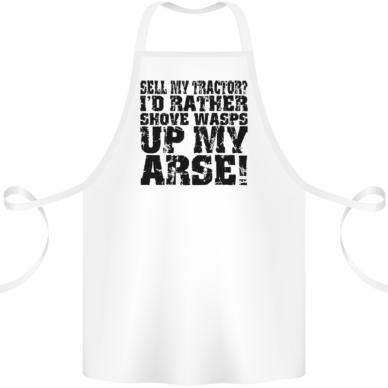Sell My Tractor? Farmer Farming Driver Cotton Apron 100% Organic White