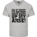 Sell My Tractor? Farmer Farming Driver Mens V-Neck Cotton T-Shirt Sports Grey