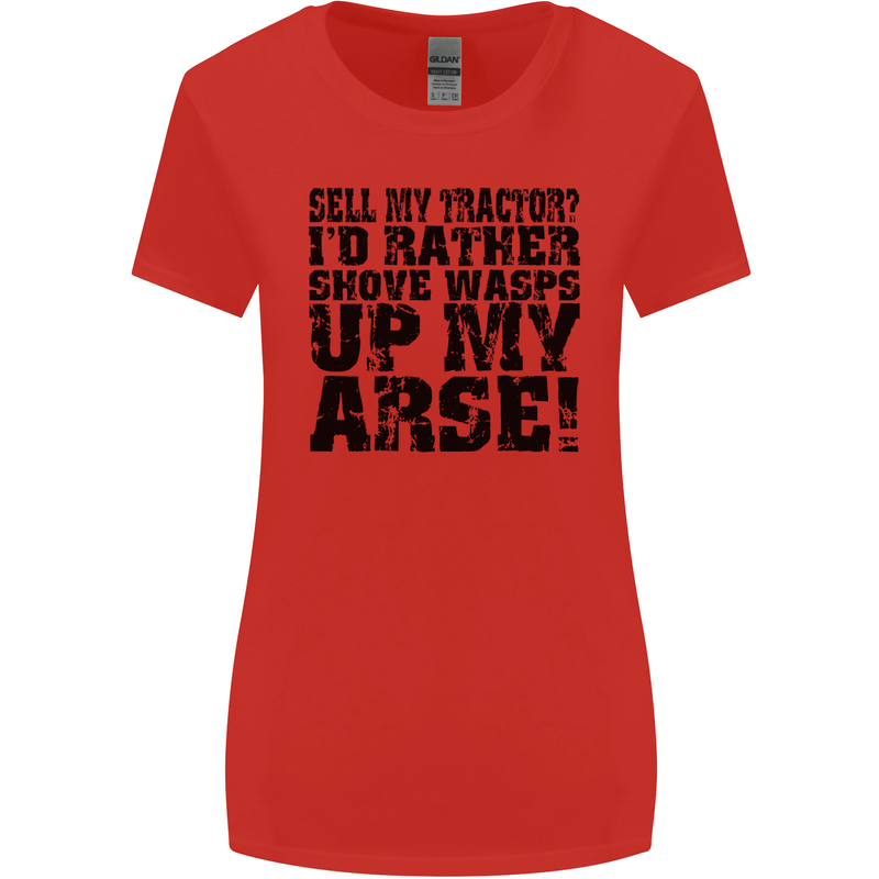 Sell My Tractor? Farmer Farming Driver Womens Wider Cut T-Shirt Red