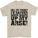 Sell My Trains? Trainspotter Trainspotting Mens T-Shirt Cotton Gildan Sand