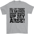 Sell My Trains? Trainspotter Trainspotting Mens T-Shirt Cotton Gildan Sports Grey