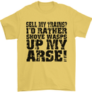 Sell My Trains? Trainspotter Trainspotting Mens T-Shirt Cotton Gildan Yellow