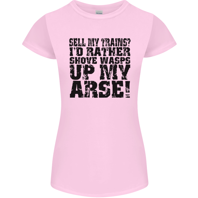 Sell My Trains? Trainspotter Trainspotting Womens Petite Cut T-Shirt Light Pink