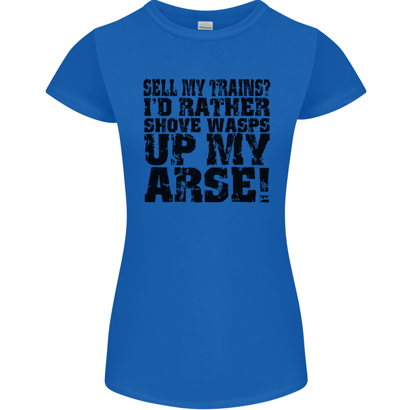 Sell My Trains? Trainspotter Trainspotting Womens Petite Cut T-Shirt Royal Blue