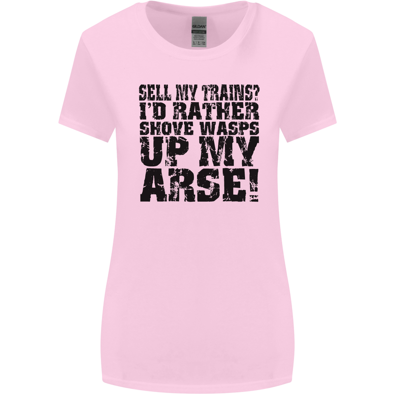 Sell My Trains? Trainspotter Trainspotting Womens Wider Cut T-Shirt Light Pink