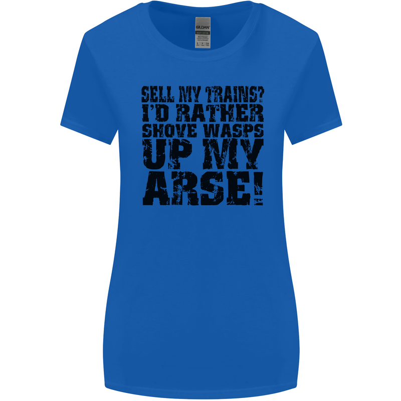 Sell My Trains? Trainspotter Trainspotting Womens Wider Cut T-Shirt Royal Blue