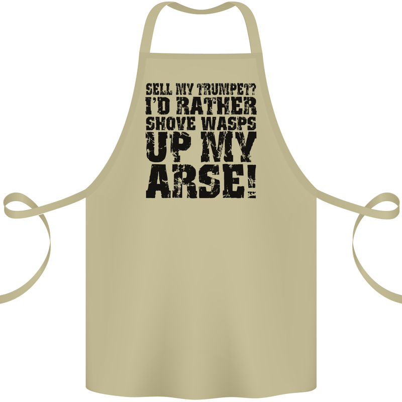 Sell My Trumpet? Funny Music Brass Cotton Apron 100% Organic Khaki