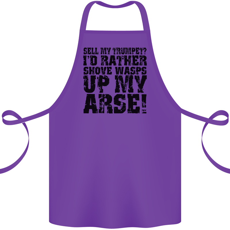 Sell My Trumpet? Funny Music Brass Cotton Apron 100% Organic Purple