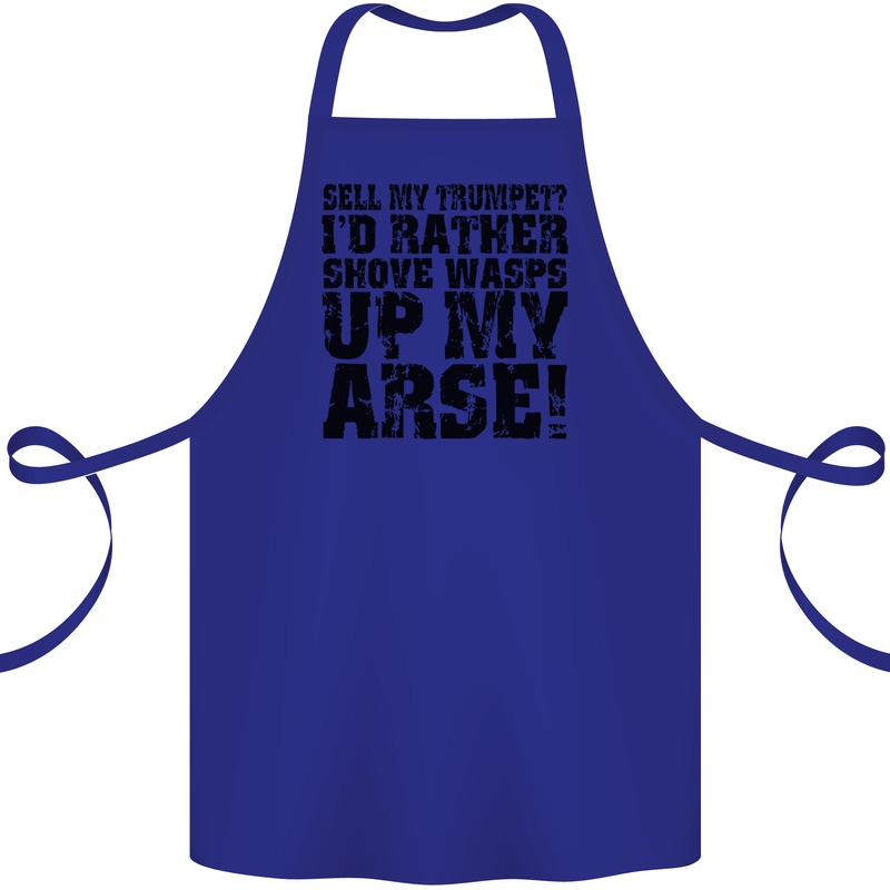 Sell My Trumpet? Funny Music Brass Cotton Apron 100% Organic Royal Blue