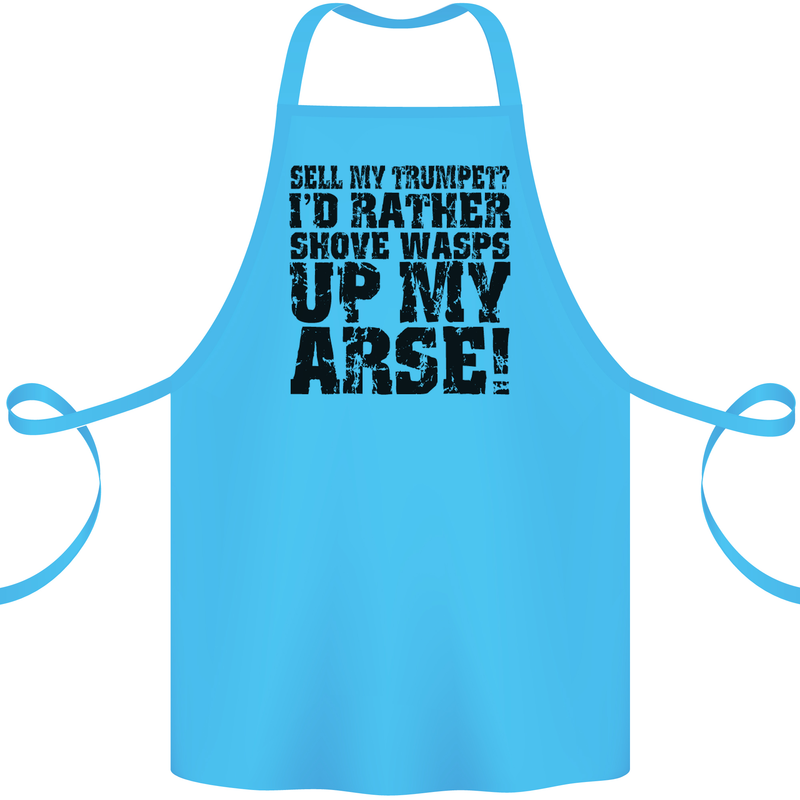 Sell My Trumpet? Funny Music Brass Cotton Apron 100% Organic Turquoise