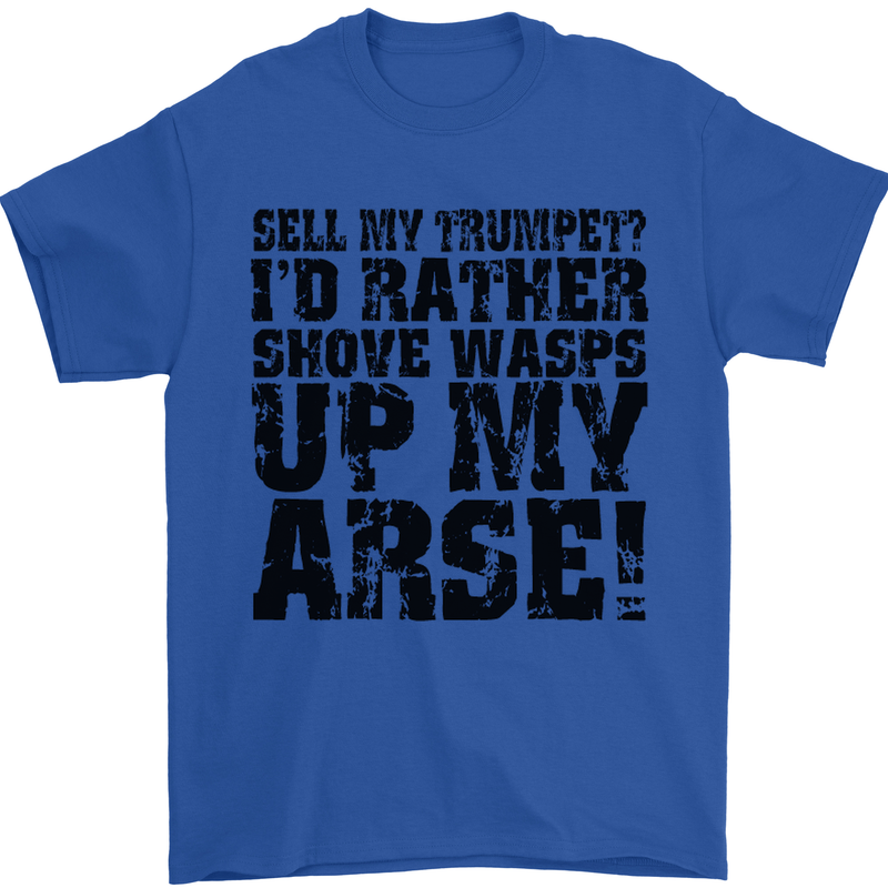 Sell My Trumpet? Funny Music Brass Mens T-Shirt Cotton Gildan Royal Blue