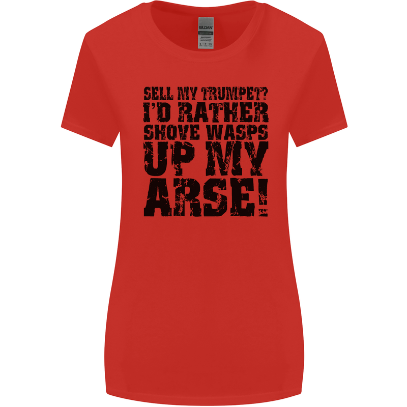 Sell My Trumpet? Funny Music Brass Womens Wider Cut T-Shirt Red