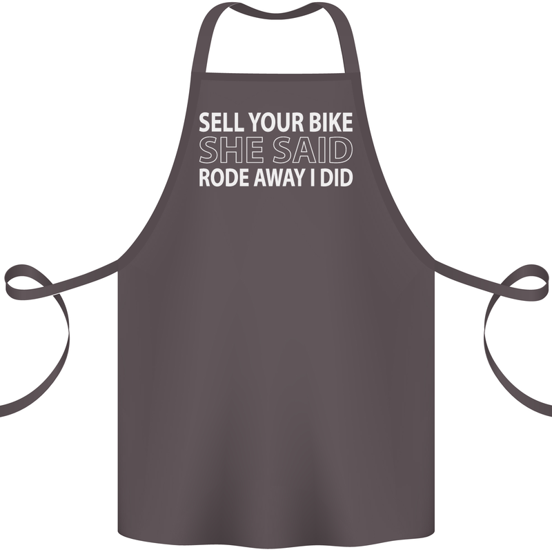Sell Your Bike Cycling Biker Motorbike Wife Cotton Apron 100% Organic Dark Grey