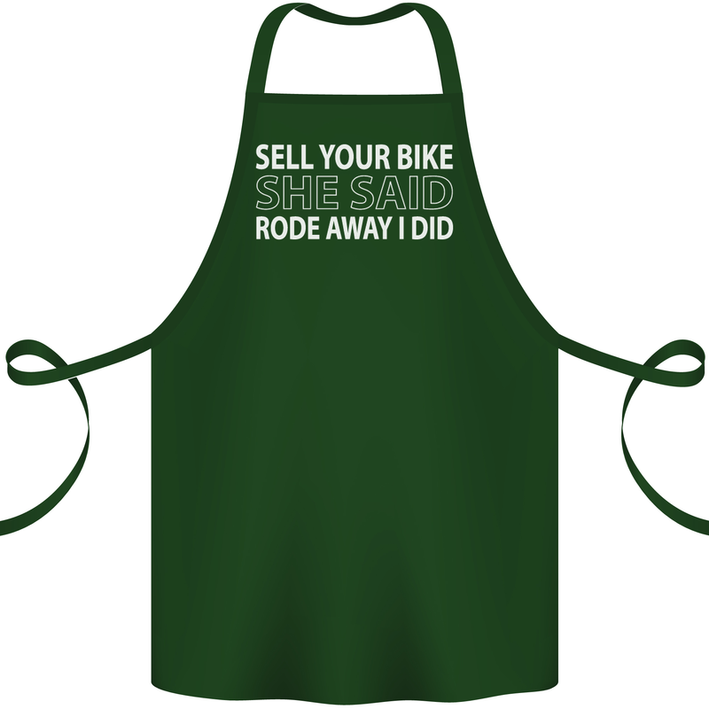 Sell Your Bike Cycling Biker Motorbike Wife Cotton Apron 100% Organic Forest Green