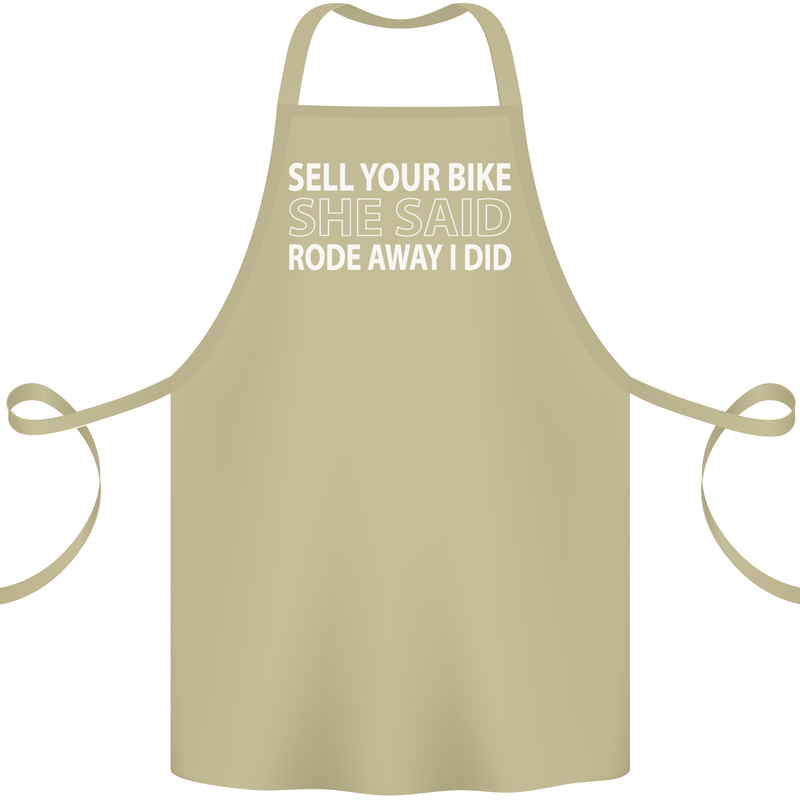 Sell Your Bike Cycling Biker Motorbike Wife Cotton Apron 100% Organic Khaki