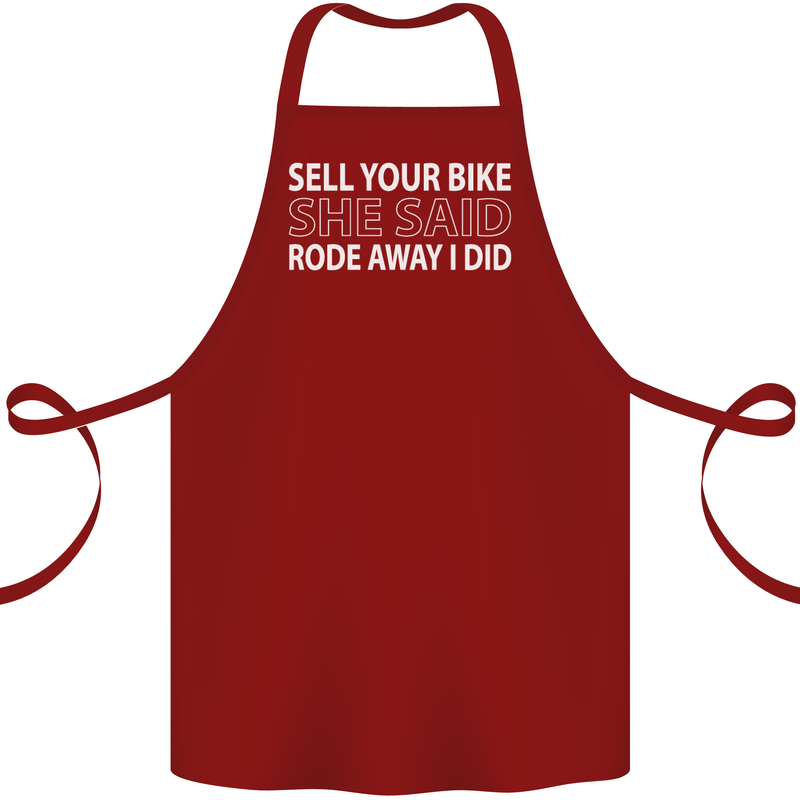 Sell Your Bike Cycling Biker Motorbike Wife Cotton Apron 100% Organic Maroon