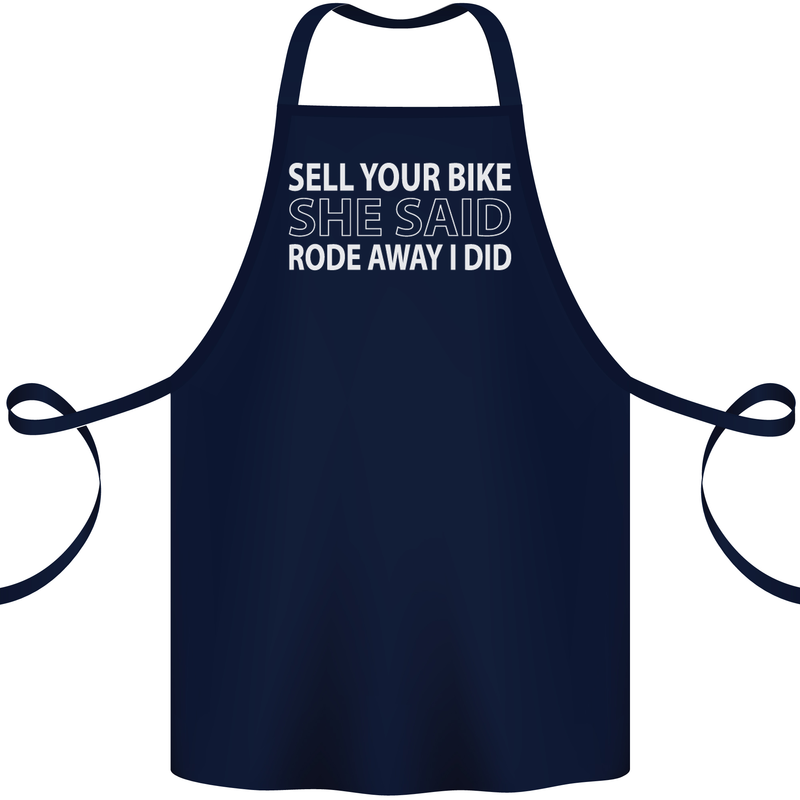 Sell Your Bike Cycling Biker Motorbike Wife Cotton Apron 100% Organic Navy Blue