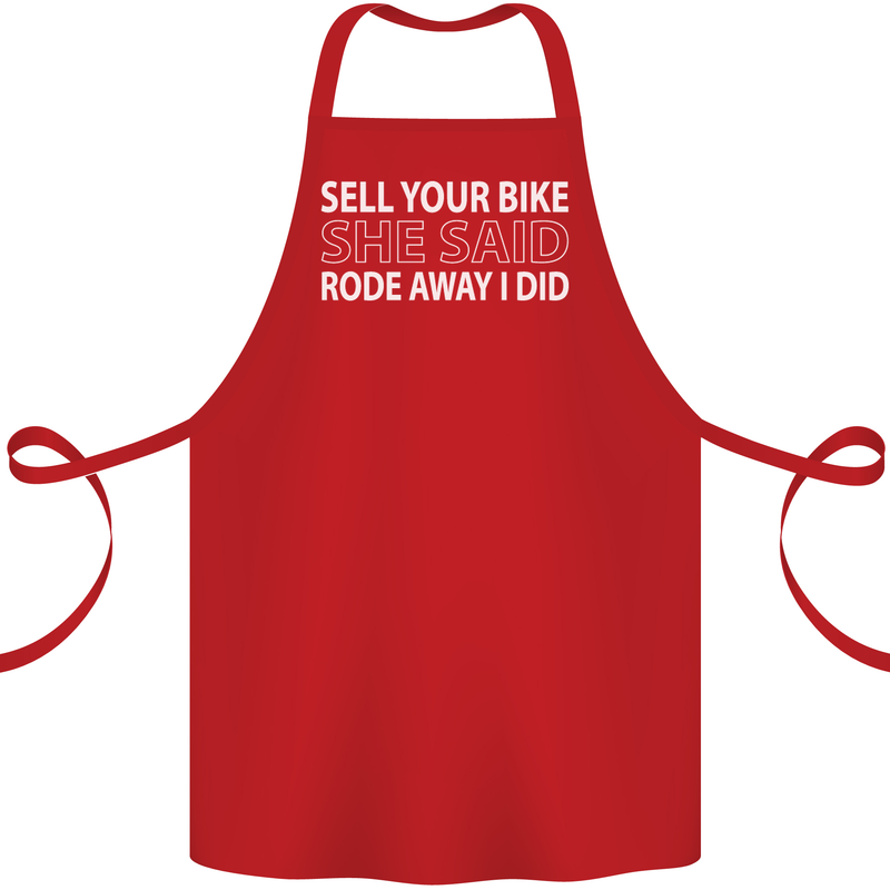 Sell Your Bike Cycling Biker Motorbike Wife Cotton Apron 100% Organic Red