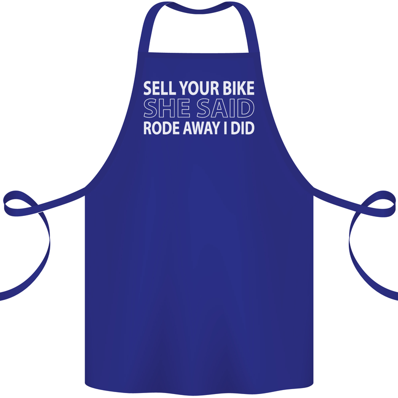 Sell Your Bike Cycling Biker Motorbike Wife Cotton Apron 100% Organic Royal Blue