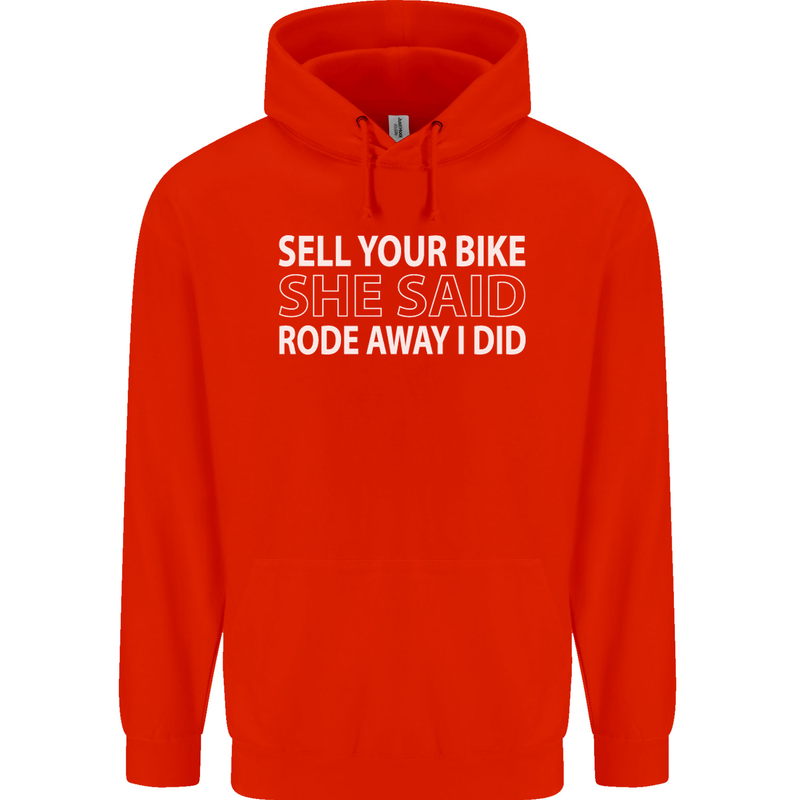 Sell Your Bike Cycling Biker Motorbike Wife Mens 80% Cotton Hoodie Bright Red