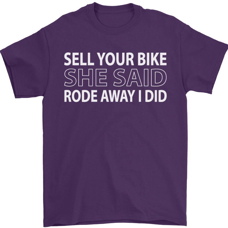 Sell Your Bike Cycling Biker Motorbike Wife Mens T-Shirt Cotton Gildan Purple