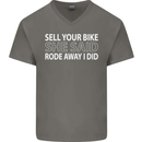 Sell Your Bike Cycling Biker Motorbike Wife Mens V-Neck Cotton T-Shirt Charcoal