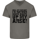 Sell my Guitar Guitarist Acoustic Funny Mens V-Neck Cotton T-Shirt Charcoal