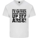 Sell my Guitar Guitarist Acoustic Funny Mens V-Neck Cotton T-Shirt White