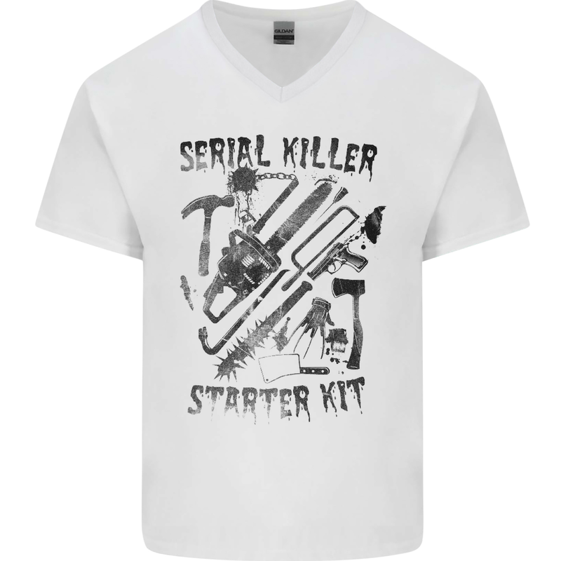 Serial Killer Starter Kit Halloween Mens V-Neck Cotton T-Shirt White