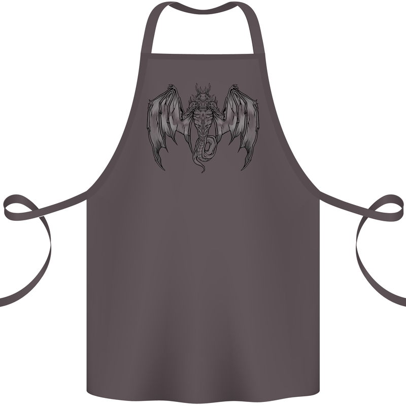 Serpent Dragon Gothic Fantasy Heavy Metal Cotton Apron 100% Organic Dark Grey
