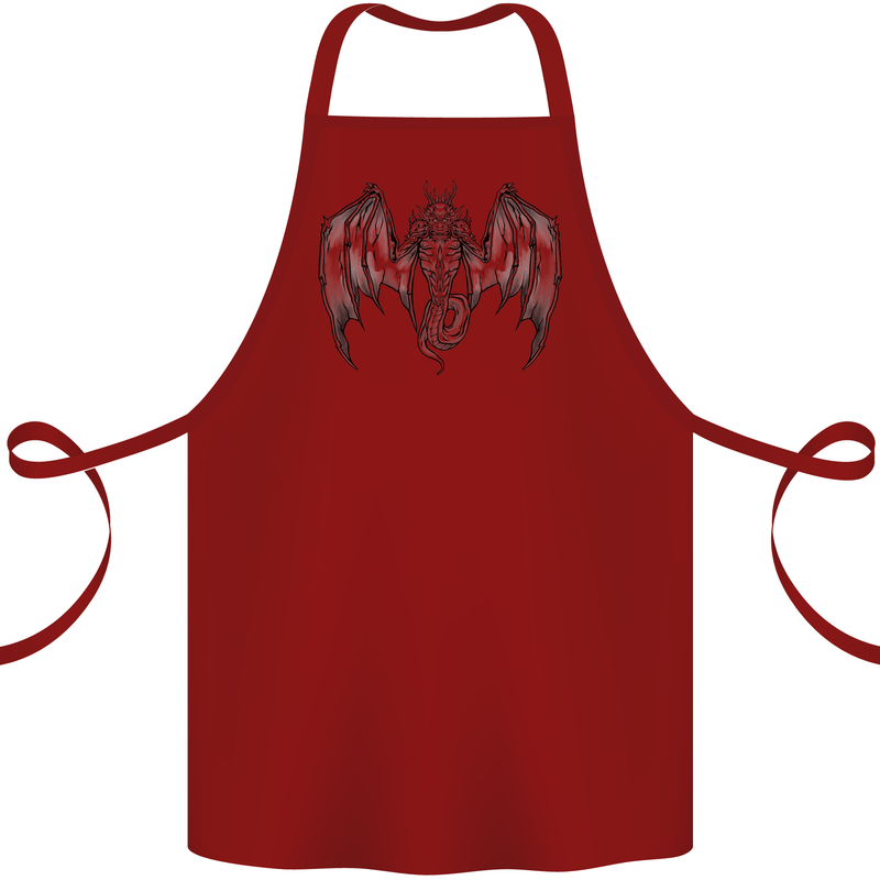 Serpent Dragon Gothic Fantasy Heavy Metal Cotton Apron 100% Organic Maroon