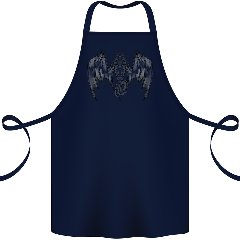 Serpent Dragon Gothic Fantasy Heavy Metal Cotton Apron 100% Organic Navy Blue