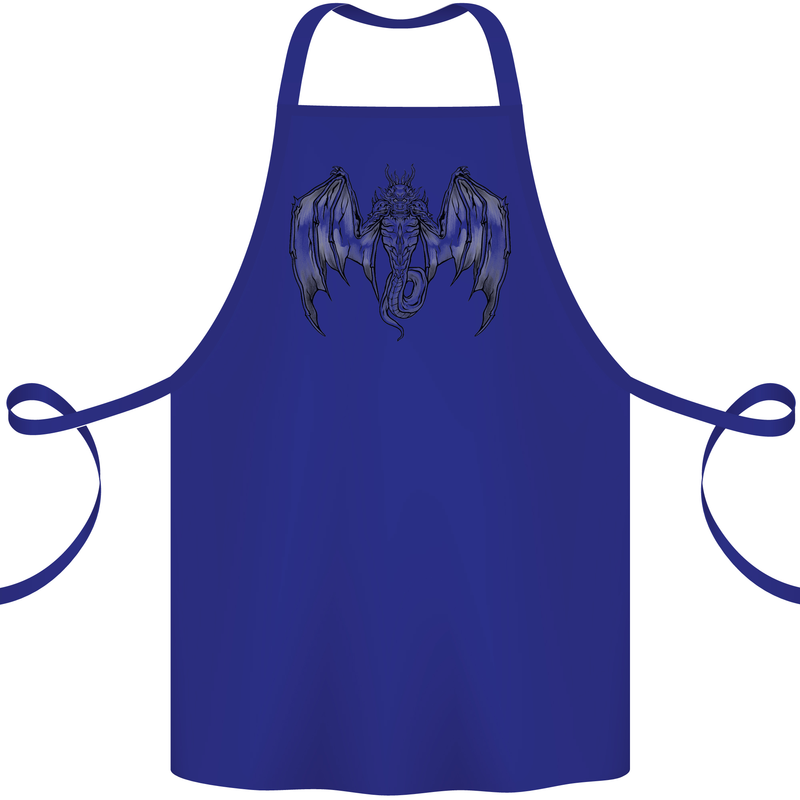 Serpent Dragon Gothic Fantasy Heavy Metal Cotton Apron 100% Organic Royal Blue