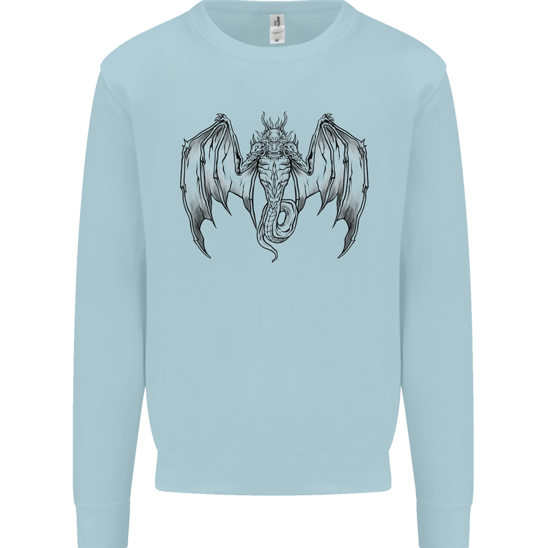 Serpent Dragon Gothic Fantasy Heavy Metal Kids Sweatshirt Jumper Light Blue