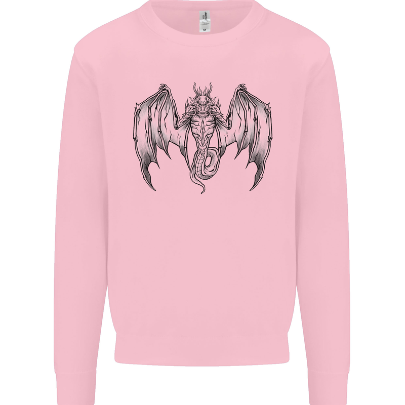 Serpent Dragon Gothic Fantasy Heavy Metal Kids Sweatshirt Jumper Light Pink