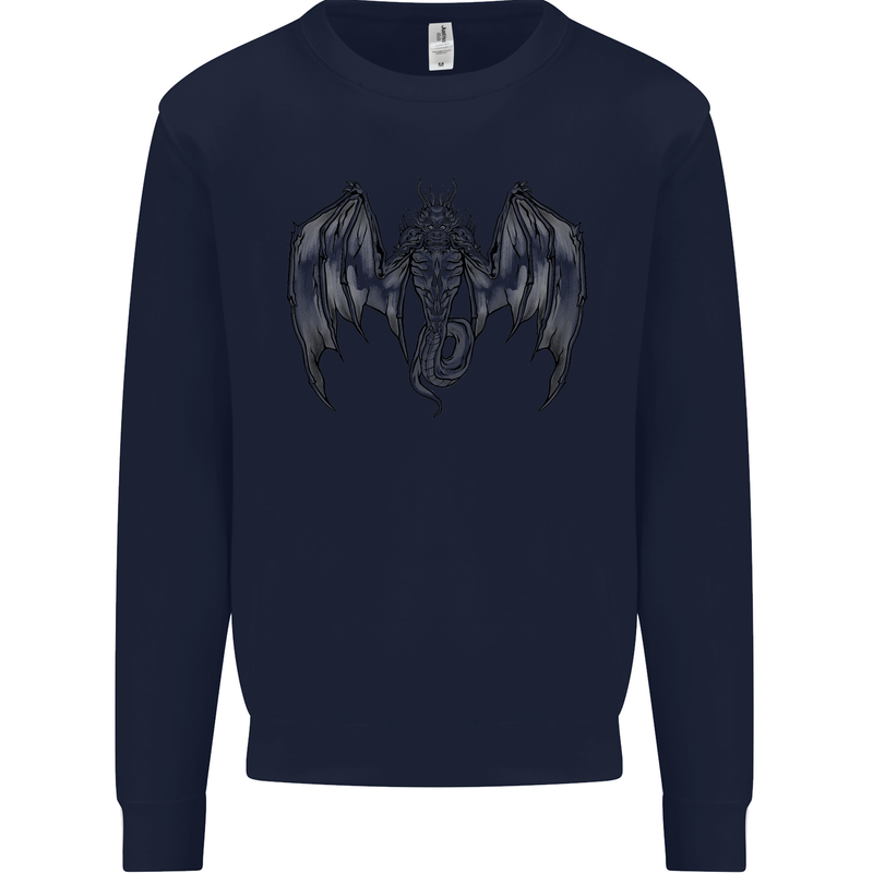 Serpent Dragon Gothic Fantasy Heavy Metal Kids Sweatshirt Jumper Navy Blue