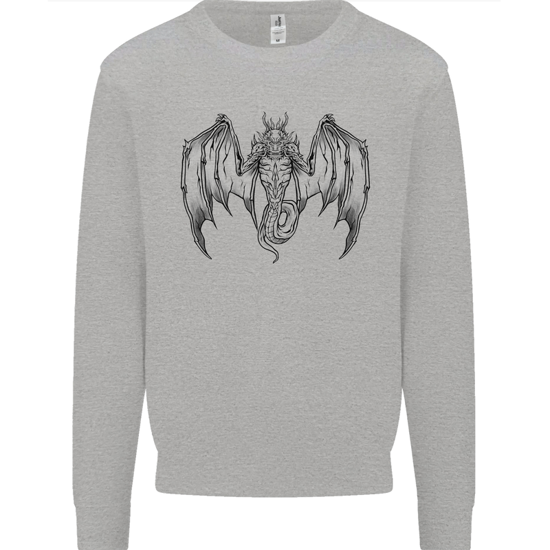 Serpent Dragon Gothic Fantasy Heavy Metal Kids Sweatshirt Jumper Sports Grey
