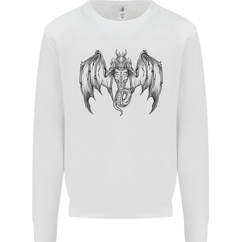 Serpent Dragon Gothic Fantasy Heavy Metal Kids Sweatshirt Jumper White