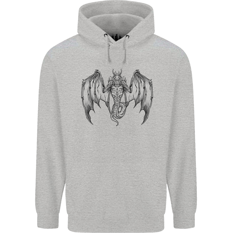 Serpent Dragon Gothic Fantasy Heavy Metal Mens 80% Cotton Hoodie Sports Grey