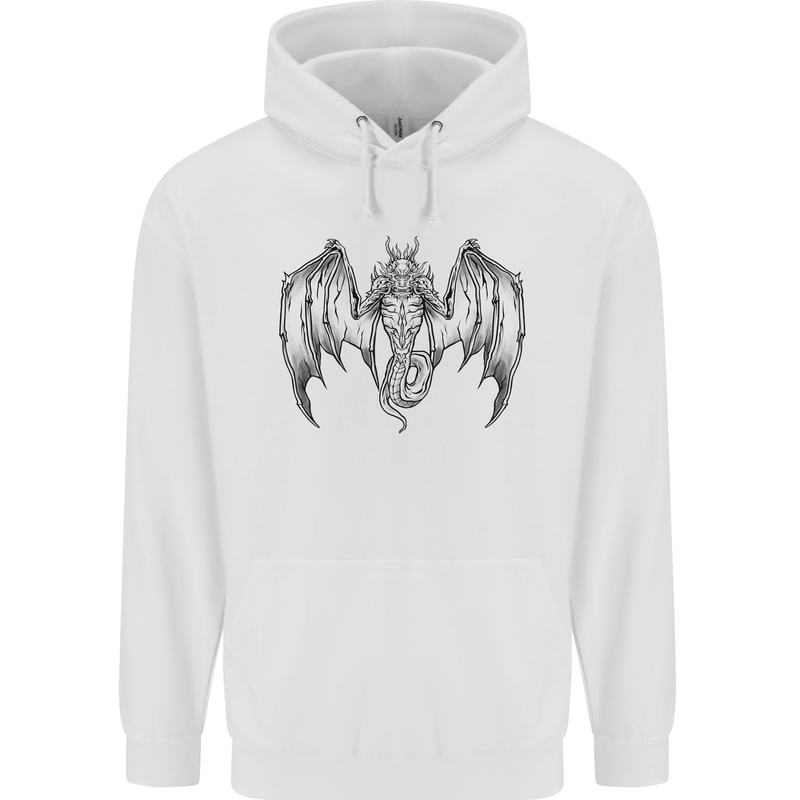 Serpent Dragon Gothic Fantasy Heavy Metal Mens 80% Cotton Hoodie White