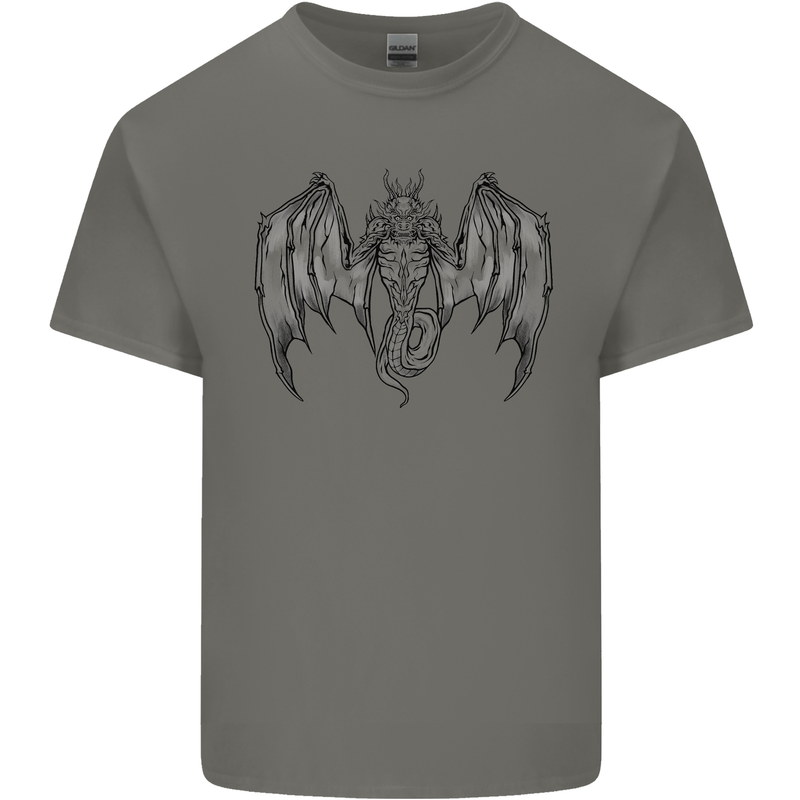 Serpent Dragon Gothic Fantasy Heavy Metal Mens Cotton T-Shirt Tee Top Charcoal