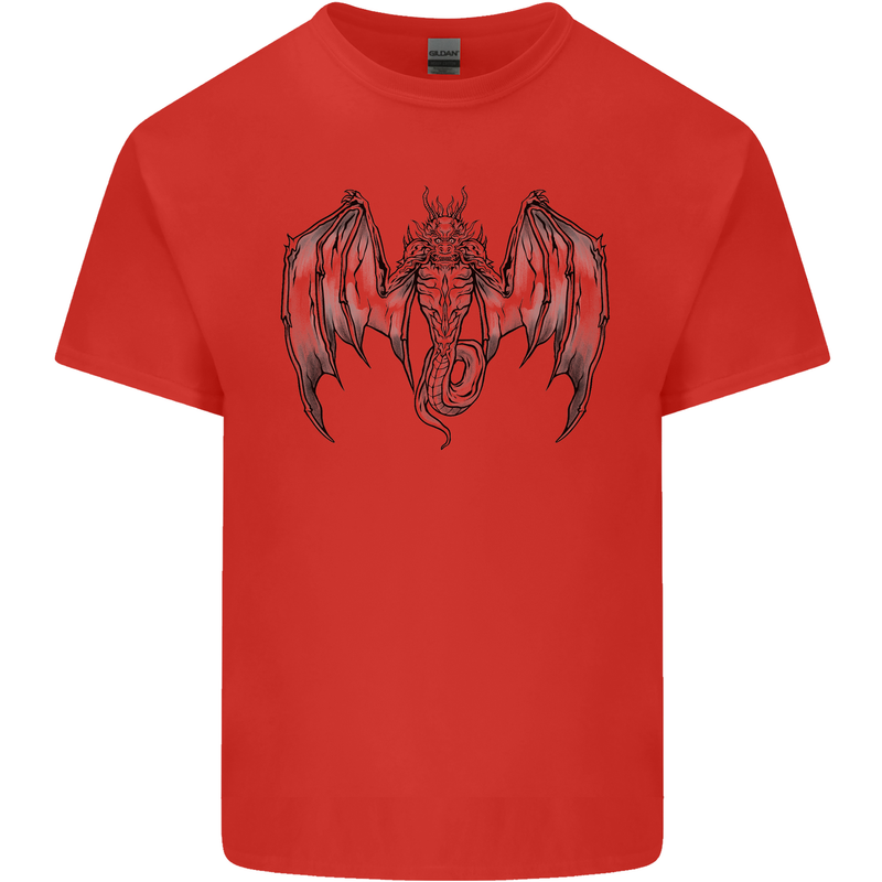 Serpent Dragon Gothic Fantasy Heavy Metal Mens Cotton T-Shirt Tee Top Red