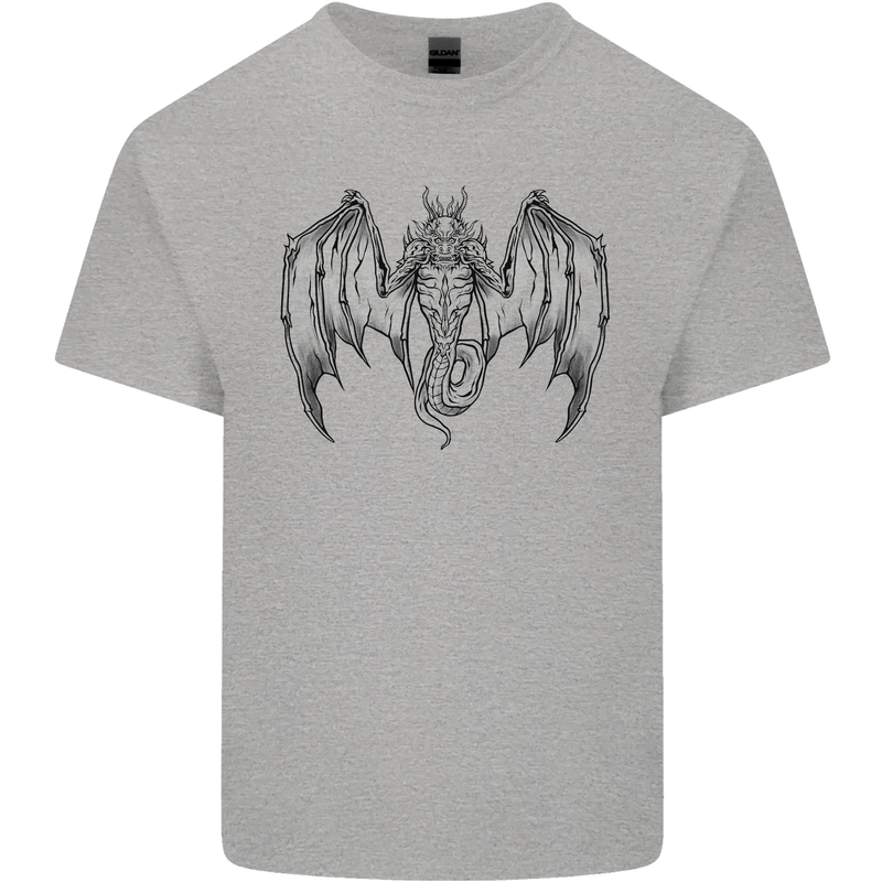 Serpent Dragon Gothic Fantasy Heavy Metal Mens Cotton T-Shirt Tee Top Sports Grey