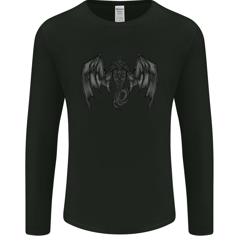 Serpent Dragon Gothic Fantasy Heavy Metal Mens Long Sleeve T-Shirt Black