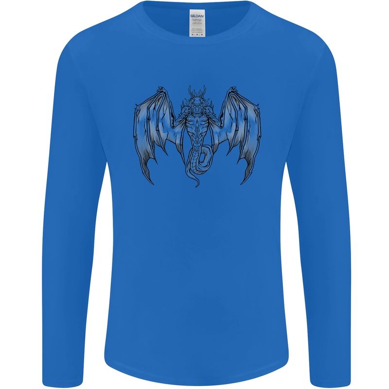 Serpent Dragon Gothic Fantasy Heavy Metal Mens Long Sleeve T-Shirt Royal Blue