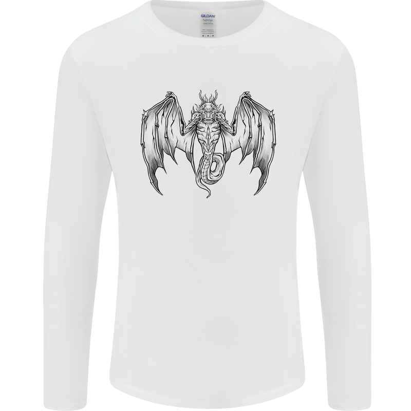 Serpent Dragon Gothic Fantasy Heavy Metal Mens Long Sleeve T-Shirt White