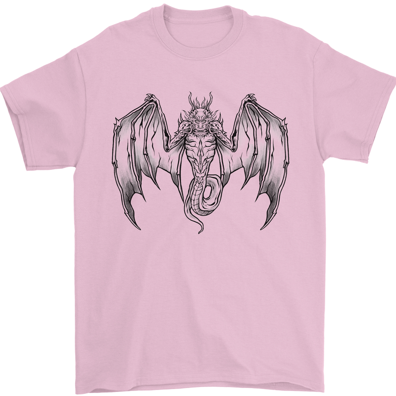 Serpent Dragon Gothic Fantasy Heavy Metal Mens T-Shirt 100% Cotton Light Pink